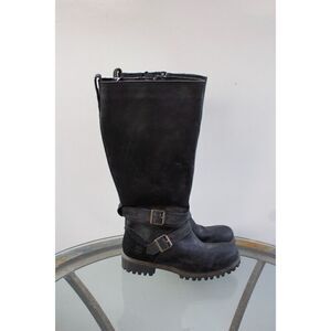 TIMBERLAND Wheelright Tall Boots Waterproof Black Cracked Leather Womens‎ US 6.5
